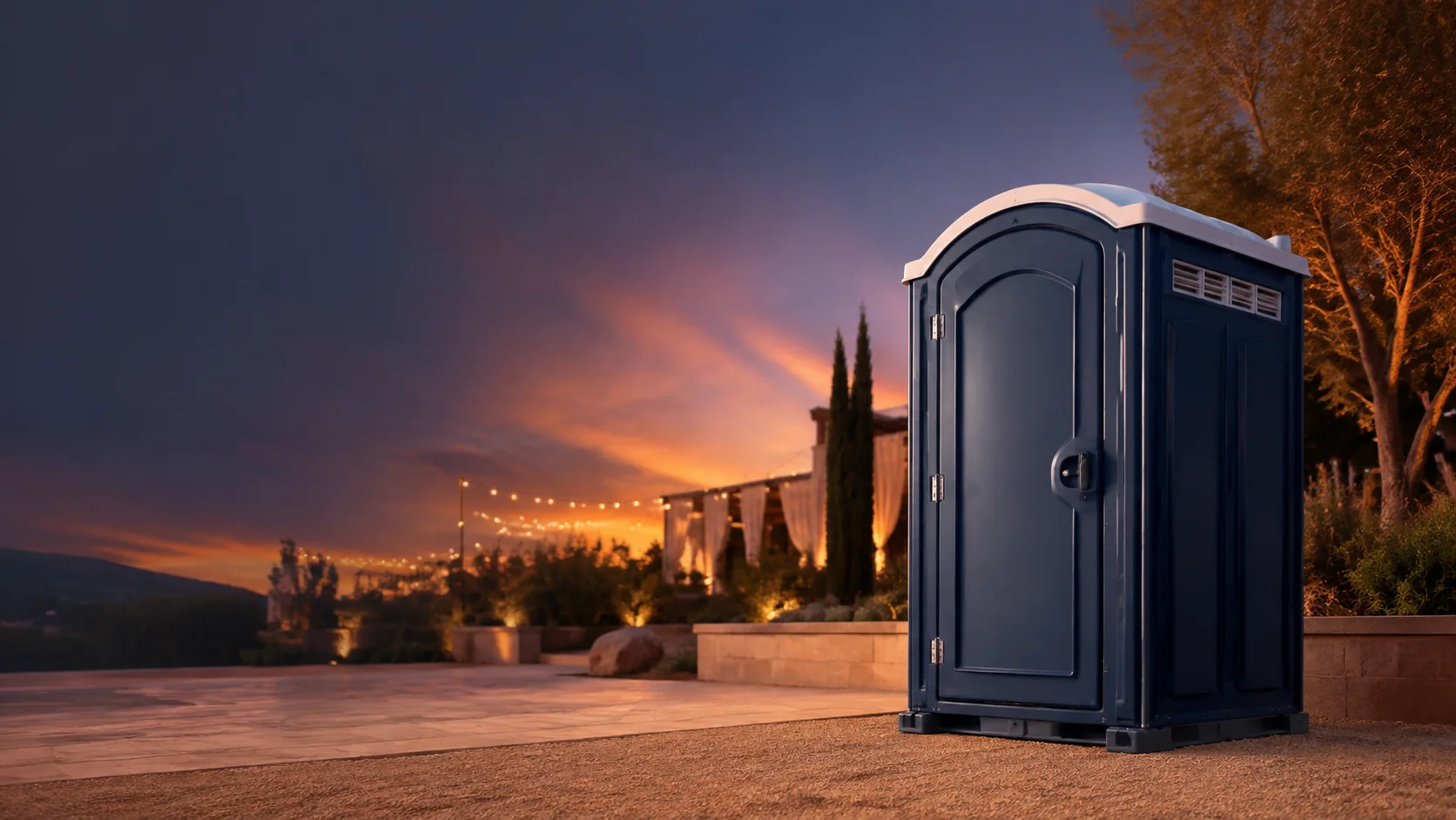 Portable restroom shown for rental planning in Dallas, TX